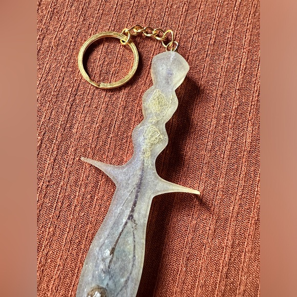 Pretty handmade witchy moon phases thistle and moss resin dagger keychain 💜🗡️ - Picture 7 of 10